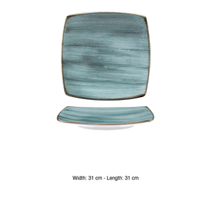 Assiette carrée bleue artisanale 31 × 31 cm Corona Pa1604912912 - Product Image 3