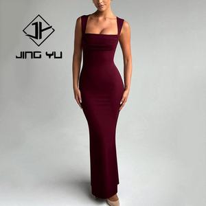 Vestido Elegante de Mujer con Cuello Cuadrado y Pliegues, Vestido Ajustado de Viscosa Texturizada Personalizado de Fábrica OEM - Product Image 2