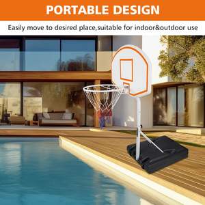 DB poolside ระบบห่วงบาสเก็ตบอลแบบพกพาปรับความสูงได้3.1ft-4.7ft พร้อมกระดาน PE 36 ''สำหรับสระว่ายน้ำ - Product Image 6