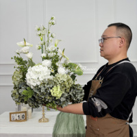Boule de fleurs artificielles de luxe 50cm 60cm 70cm 80cm, centre de table de mariage en soie, boule de fleurs artificielles blanches en gypsophile