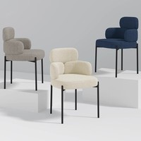 Chaises de table de salle à manger rembourrées en tissu classique au design moderne de luxe doux tissé à la maison avec pieds en métal noir