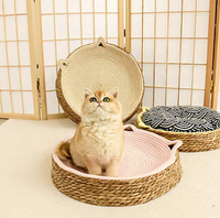 Lit pour chat en rotin tressé et corde de coton, matelas rond toutes saisons, griffoir, tapis de repos rafraîchissant lavable, pour affûter les griffes