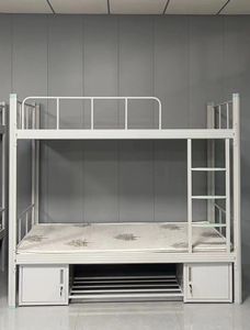 Cama litera industrial de acero de alta resistencia, cama doble metálica para dormitorio de adultos con barandilla de seguridad para hostales escolares - Product Image 4