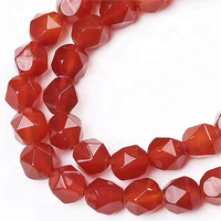 Perles rondes naturelles en vrac, agate rouge facettée, pierre de cornaline, pierre de coupe diamant pour la fabrication de bijoux