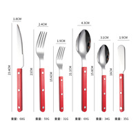 Couverts en acier inoxydable écologiques exquis couteau fourchette cuillère argenterie manche en plastique ensemble de couverts pour Restaurant