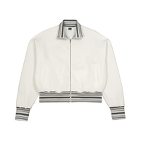 Blouson épais à col montant, hiver, 380 g/m², coton polyester, coupe courte, oversize, zippé, motif rayé