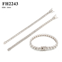 Bracelet de Tennis Moissanite de haute qualité de 6mm avec Halo en or blanc bijoux Hip Hop étincelants en argent Sterling 925 sans fondu pour hommes