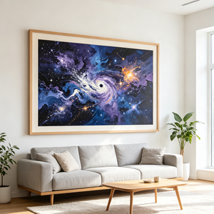 Arte Astronómico Texturizado Art Deco que Representa un Paisaje Celestial con Pinceladas Dinámicas, Nebulosa Fluida y Energía, Altamente Coleccionable - Product Image 3