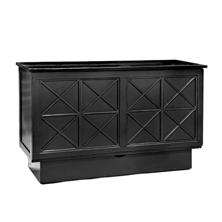 New design hamptons bedroom wooden black cabinet bed.