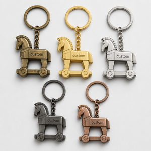 Porte-clés Cheval de Troie Personnalisé en Gros, Thème Histoire Mythologie <span class=keywords><strong>Grecque</strong></span> <span class=keywords><strong>Antique</strong></span>, Souvenir Rétro pour Musée et Boutique - Product Image 1