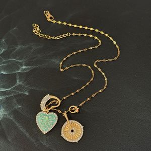 Collar vintage de capas en verde menta, diseño único, colgante de corazón de girasol, <span class=keywords><strong>cadena</strong></span> de cuello exquisita y a la moda - Product Image 5