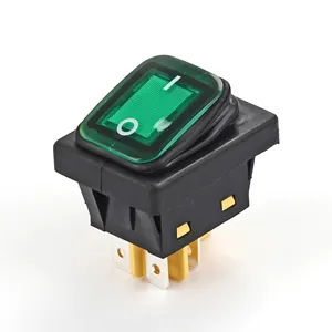 Toptan IP65 su geçirmez 4 Pin yeşil düğme 16A Rocker anahtarı ile gösterge ışığı elektrikli Rocker anahtarları ile LED