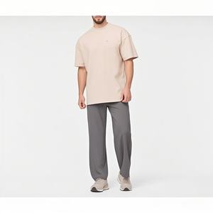 Vente en gros de pantalons de survêtement en coton et lin à jambes larges pour hommes, avec logo personnalisé, pour la course à pied, l'entraînement et la salle de sport - Product Image 6