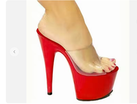 7 pouces-17cm mince discothèque Sexy fétiche Super haut talon modèle spectacle exotique danseuse pôle danse femmes été noir plate-forme pantoufles