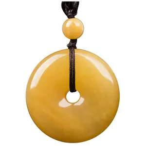 Natural jade pendant Donut Charm Round Circle for DIY Jewelry Making Supplies yellow Lava Jaspers Jade Necklace Pendants