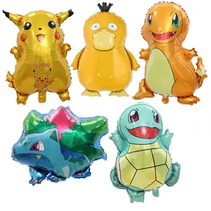 Globos decorativos de personajes de dibujos animados para fiestas de cumpleaños, globos de papel de aluminio de helio con personajes de pokemon Pika chu Jenny Turtle