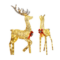 Ornements de Noël faits à la main en fer forgé, figurine de renne lumineuse à LED, décorations créatives festives en forme de bois de cerf, 26,5 pouces X