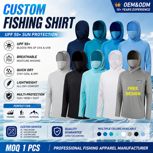 Custom Logo Fish Mouth Hoodie Quick Dry Upf 50 Long Sleeve Shirt With Hood Mask Protection Breathable Printed Fishing Clothes