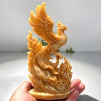 Statue d'oiseau Phénix en opale rose ajourée, cristal de guérison, figurine Phénix Feng Shui, décoration d'intérieur, cadeau
