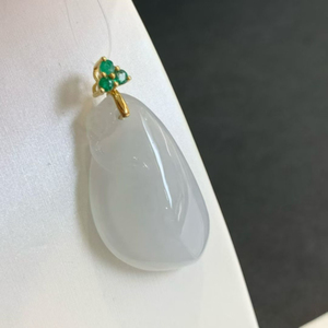 Pendentif en jade de Birmanie de qualité naturelle HENG YUE, forme melon, plaqué or 18 carats, ornement de luxe en jade pour femmes, cadeau - Product Image 4