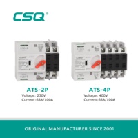 CSQ HYCQ7-100 Saklar Transfer Otomatis (ATS) Satu Fasa 2P 4P 63A 100A Tegangan Rendah AC 220V 63Amp Dual Power