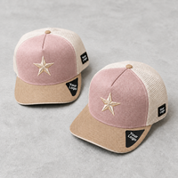 Casquette de baseball décontractée rose poudré à dos en maille, style trucker, snapback, visière plate, réglable, 6 panneaux, logo personnalisé