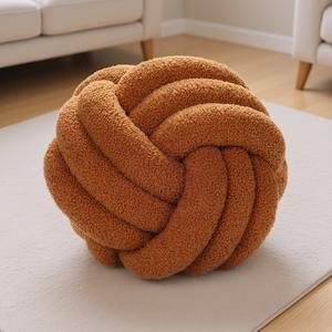 <span class=keywords><strong>Coussin</strong></span> décoratif en fausse fourrure d'agneau fait main, style moderne et simple, pour salon et chambre à coucher, couleur unie, tendance influenceur. - Product Image 4