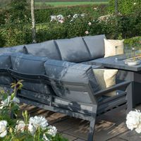 Fimous 9 Places Extérieur En Aluminium Jardin Coin Canapé Fire Pit Table Ensembles Gris Foncé pour Hôtels Parcs Appartements