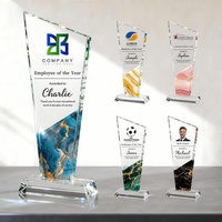 Trophée en acrylique personnalisable avec texte, logo, photo pour les entreprises, trophée en acrylique gravé, reconnaissance, voyage
