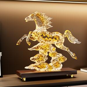 Escultura de Caballo de Cristal, Adorno de Lujo para Vinoteca, Sala de Estar, Oficina, Decoración de Escritorio - Product Image 1