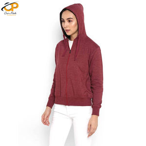 Sudadera con capucha de algodón con diseño de último color de producción OEM y logotipo personalizado para mujer, ropa larga con cuello y cremallera, Sudadera con capucha de algodón XS de corte regular para niñas - Product Image 2