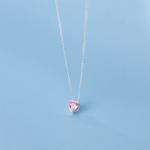高品质简约设计S925纯银爱心吊坠项链女女孩D8849 - Product Image 2