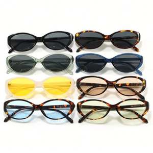 Lunettes de soleil ovales œil-de-chat rétro 2025 avec logo personnalisé, petite monture à rivets, protection UV400 pour hommes et femmes - Product Image 4