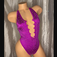 Service OEM Nylon Spandex Sexy Femmes Une Pièce Tenue de Pole Dance Body Strass Femmes Vêtements de Danse Exotique Club de Nuit