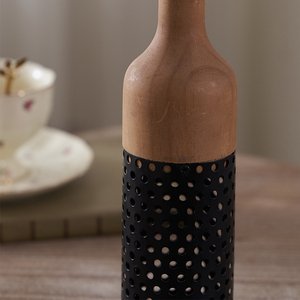 Tempat lilin kayu sederhana pedesaan, penyangga lilin logam dan kayu elegan untuk Natal Paskah pernikahan dan interior rumah pertanian - Product Image 5