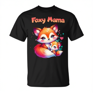 Camiseta Foxy Mama Mother Daughter Fox Kit con bonito mensaje para el Día de la Madre, manga corta, cuello redondo, unisex, para adultos, impresión digital - Product Image 2