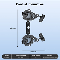 Support double super-pince pour caméra d'action et perche à selfie, offrant une stabilité accrue avec rotation à 360° °   Réglage de l'angle pour motos, trépieds