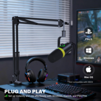 DM65T 2026 Microphone dynamique professionnel RGB en aluminium USB/XLR pour podcast avec bras articulé et kit de micro pour le streaming