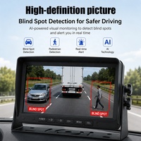 Système AI BSD à quatre caméras, détection d'angle mort, moniteur HD, alarme vocale, haut-parleur, kit de sécurité pour camions et véhicules commerciaux