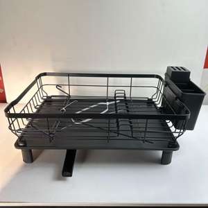 Escurridor <span class=keywords><strong>de</strong></span> Platos Giratorio con Bandeja <span class=keywords><strong>de</strong></span> Drenaje, Organizador Metálico para Ollas y Sartenes y Soporte Extraíble para Utensilios - Product Image 5