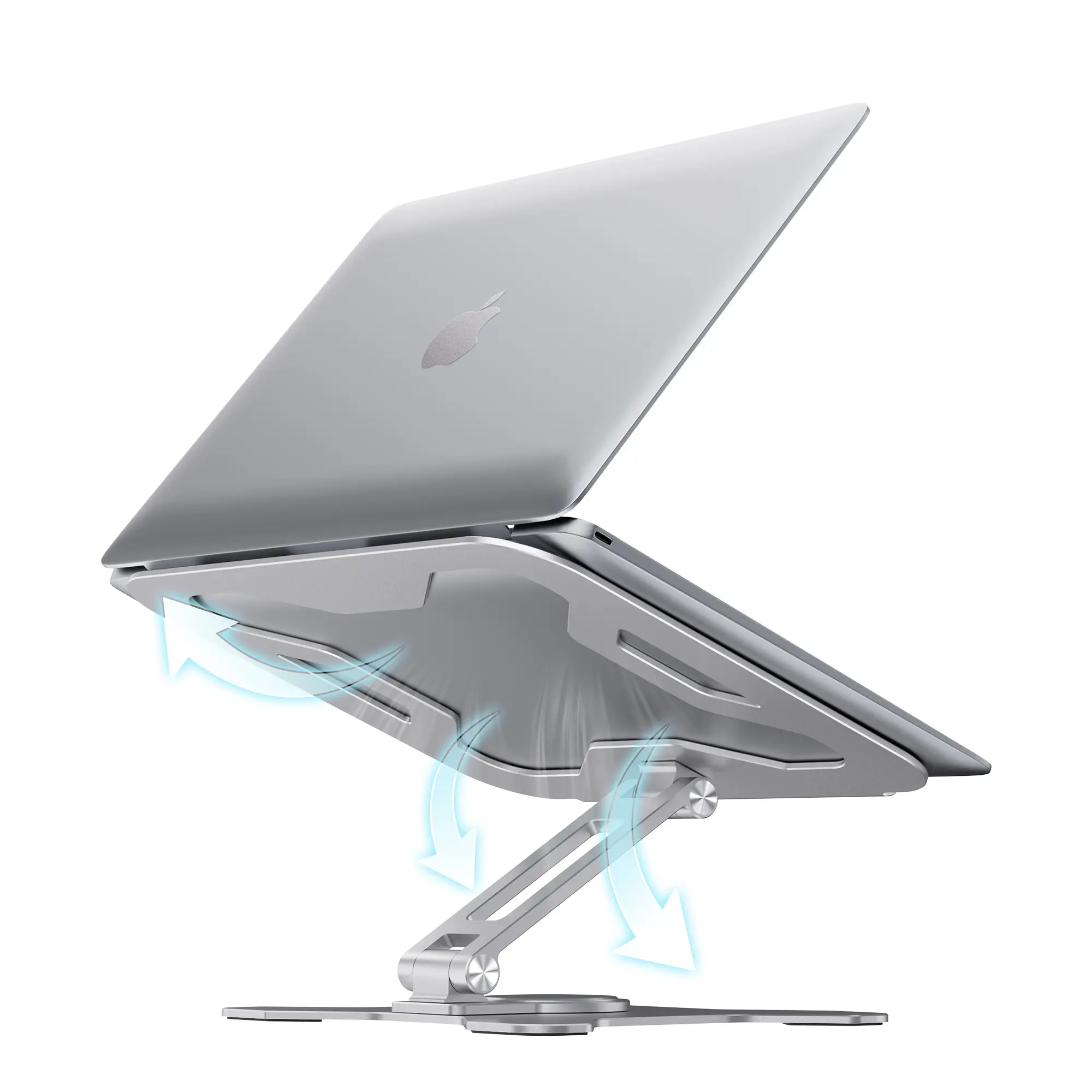 Boneruy 노트북 라이저 홀더 높이 조절 회전 회전 인체 공학적 접이식 노트북 스탠드 책상 알루미늄 Pl 6 개월 652g