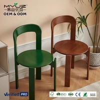 Chaise de salle à manger classique vintage à dossier rond Rey pour la maison, avec siège ergonomique en bois de chêne massif, chaise de salle à manger en bois massif