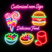 Lampu Neon Led, tanda akrilik bersinar Logo bisnis toko tanda Neon luar ruangan kustom untuk dekorasi dinding