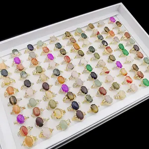 Anelli con Pietre Sintetiche di Moda 2026, Vendita all'Ingrosso, Misure Assortite, Anelli Geometrici con Gemme per Anniversario - Product Image 4