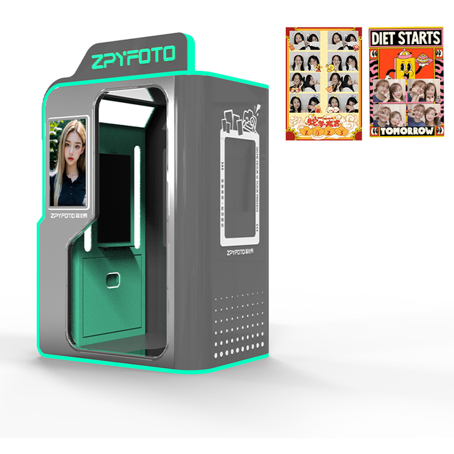 Korean Photo Booth Kiosk Photobooth Self-Service Vending Machine in Spanish Japanese English Coin Operate Games