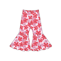 Vente en gros usine de vêtements personnalisés pour filles et enfants, pantalons patte d'éléphant taille haute pour bébés filles, en tissu confortable, avec imprimé tendance Westward