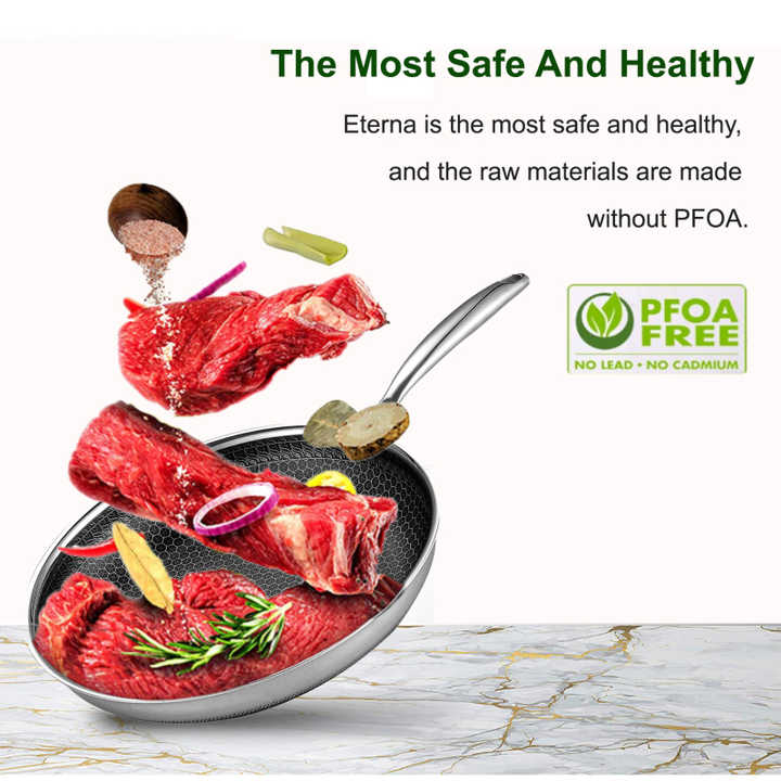 Non Stick Hex clad Honeycomb Reusable Frying Pans 3 Layer