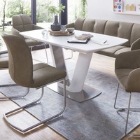 Europäisches Modernes Design Hochglanz-Esstisch Holz Ausziehbarer Maßgefertigter Esstisch
