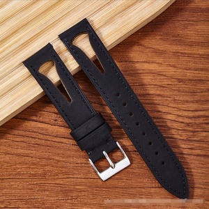 Nouveau bracelet en cuir véritable Crazy Horse pour montre de 20 mm 21 mm, perforé, respirant, souple, à dégagement rapide, style rétro littéraire - Product Image 3