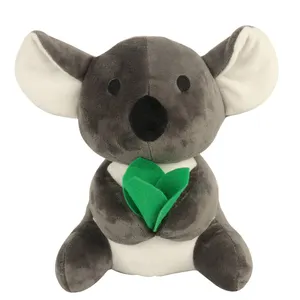 定制吉祥物毛绒动物毛绒考拉熊时尚澳大利亚考拉熊带叶婴儿毛绒玩具